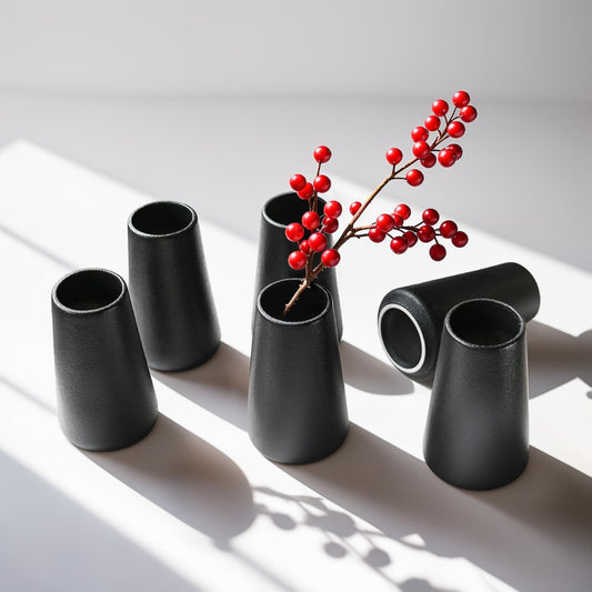 Modern Small Flower Vases 8 Pack - Ceramic, White