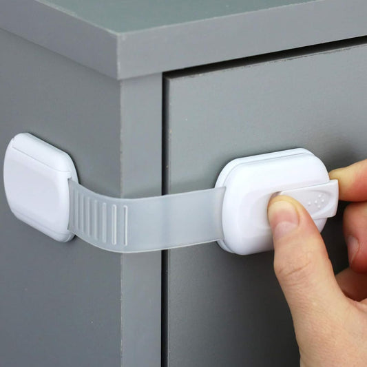 Cabinet Locks Baby Proofing No Drill, Door Locks for Kids Safety, Baby Safety Products Adjustable Strap Locks for Child & Toddlers, Drawer, Fridge, Oven Lock Child Safety 10 Pack with 3M Adhesives