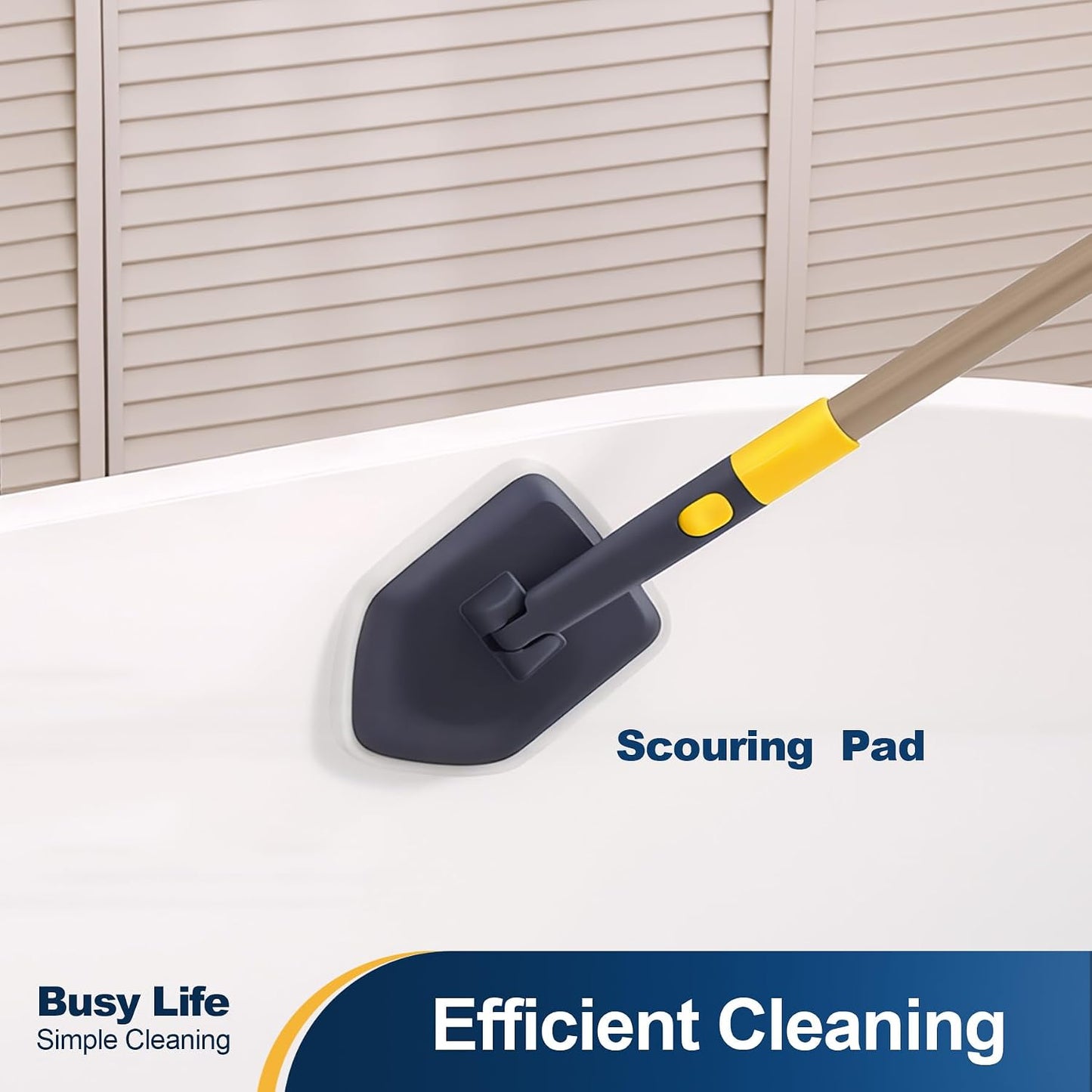 Yocada Tub Tile Scrubber Brush 2 in 1 Cleaning Brush 4*Scouring Pads 58.2 Inch Adjustable Telescopic Pole Stiff Bristles for Cleaning Bathroom Kitchen Toilet Wall Tub Tile Sink Non Scratch