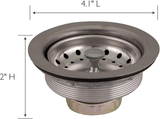 Design House 542969 Kitchen Sink Anti-Clogging S430 Stainless Steel Drain Strainer with Food Waste Catching Basket