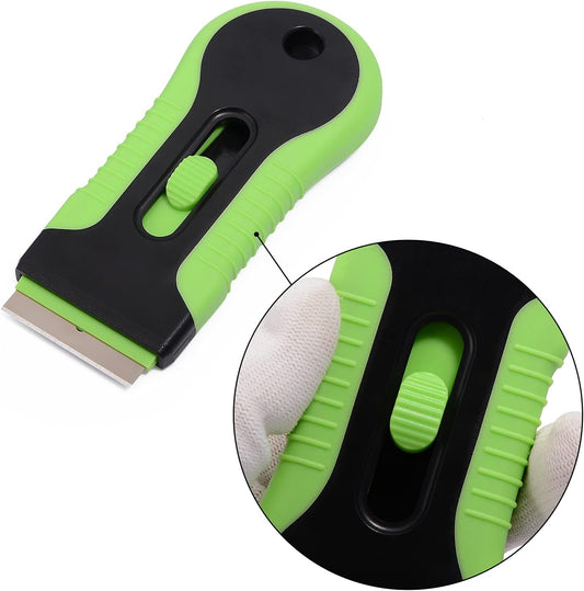 EHDIS Car Sticker Remover Glass Cooktop Razor Scraper with 10pcs Replace Blades for Label,Glue,Paint,Adhesive Remover,Oven Door, Stove Cleaning (Green)