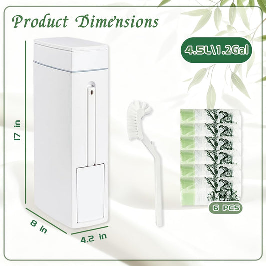 Bathroom Trash Can with Toilet,Slim Bathroom Trash Can,Toilet Brush and Holder Set,4.5 Liter / 1.2 Gallon Press Type Odor Proof rv Trash can,for Bathrooms, RVs, Small Spaces