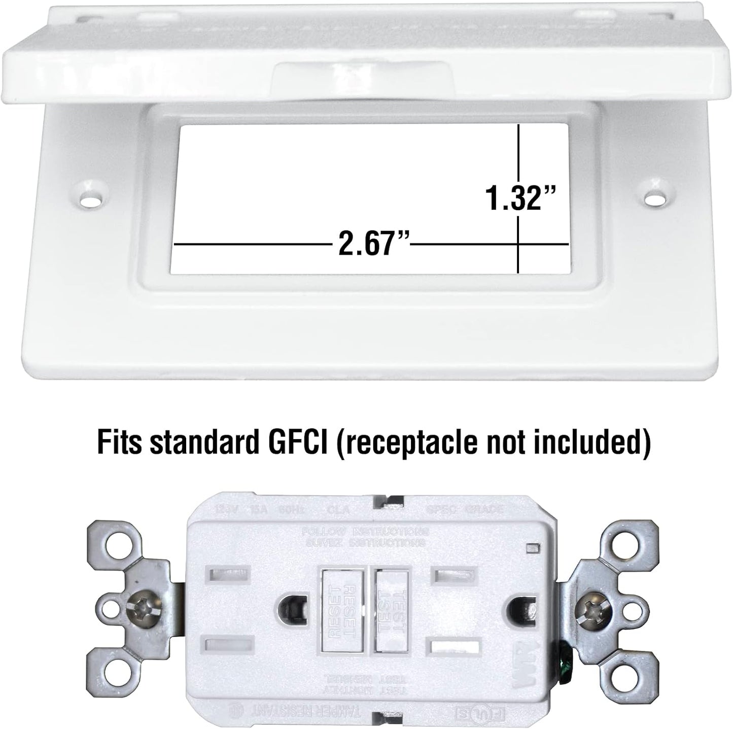 Sigma 14249WH Weatherproof 1-Gang Horizontal GFCI Receptacle Cover, White
