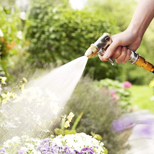 FANHAO Garden Hose Nozzle Heavy Duty Metal Spray Nozzle with Thumb Control, High Pressure Water Nozzle with 8 Adjustable Spray Patterns for Watering Plants, Washing Cars and Showering Pets