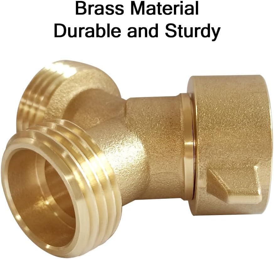 Joywayus 2PCS Brass 3/4" GHT Garden Hose Splitter Body Backyard 2 Way Y Shaped Connector Threaded Pipe Fitting Coupler Adapter with Washer