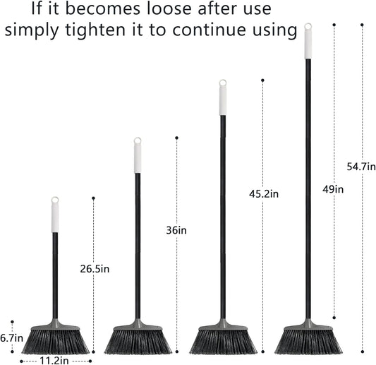 Outdoor Broom for Floor Cleaning - 54.7-inch Medium Outside Broom,Stiff Bristle Brooms for Sweeping Outdoor, Angle Brooms for Floors Applied to Yards, Garages, Patios, and Walkways, etc. Slate Gray
