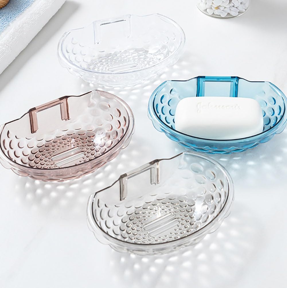 Acrylic Soap Dish with Self-Draining Design - No Drilling ,Universal and Aesthetics, Waterproof, Plastic Soap Saver - Bathroom Kitchen Organizer