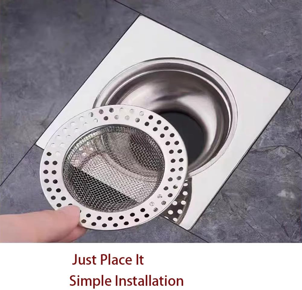 Shower Drain Hair Catcher, Shower Drain Basket, Easy to Clean Stainless Steel Mesh Hair Trap, Reusable Anti-Clog Drain Strainer Filter for Bathroom Sink, Shower & Tub, Fits 2-Inch Inner Diameter Holes