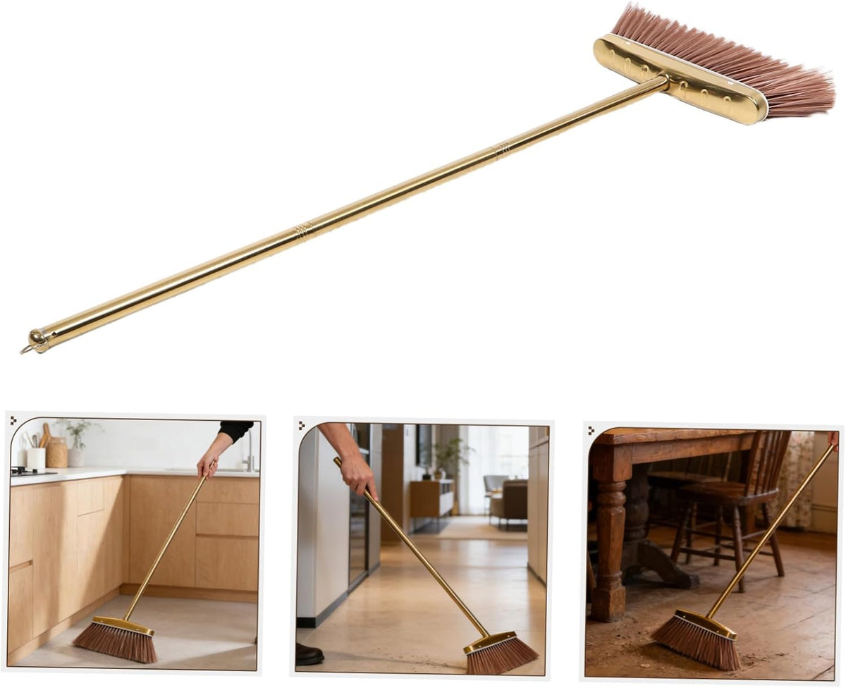 Heavy Duty Stainless Steel Broom with Removable Handle, Thick Bristle Hand Sweeper for Indoor and Outdoor Leaf Cleaning, Weather-Resistant Floor Broom for Home and Patio Use