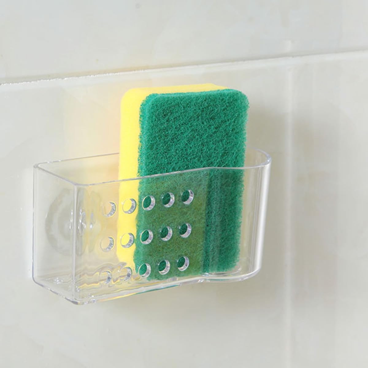 2 Pcs Wall-Mounted Kitchen Sponge Holder with Draining Shelf, Single-Layer Household Drying Rack for Scouring Pads and Cleaning Cloths, No Drilling Installation, Space-Saving Sink