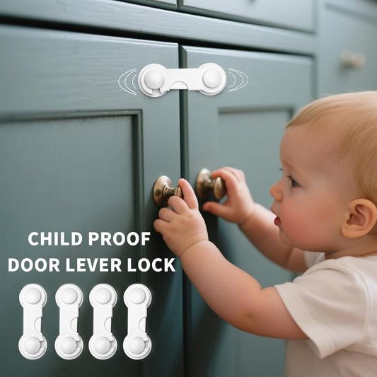 Cabinet Locks - Easy to Install, No Tools or Drill Needed - 4 Pack Child Safety Cabinet Locks for Baby Proofing Furniture, Kitchen, Ovens, Toilet Seats
