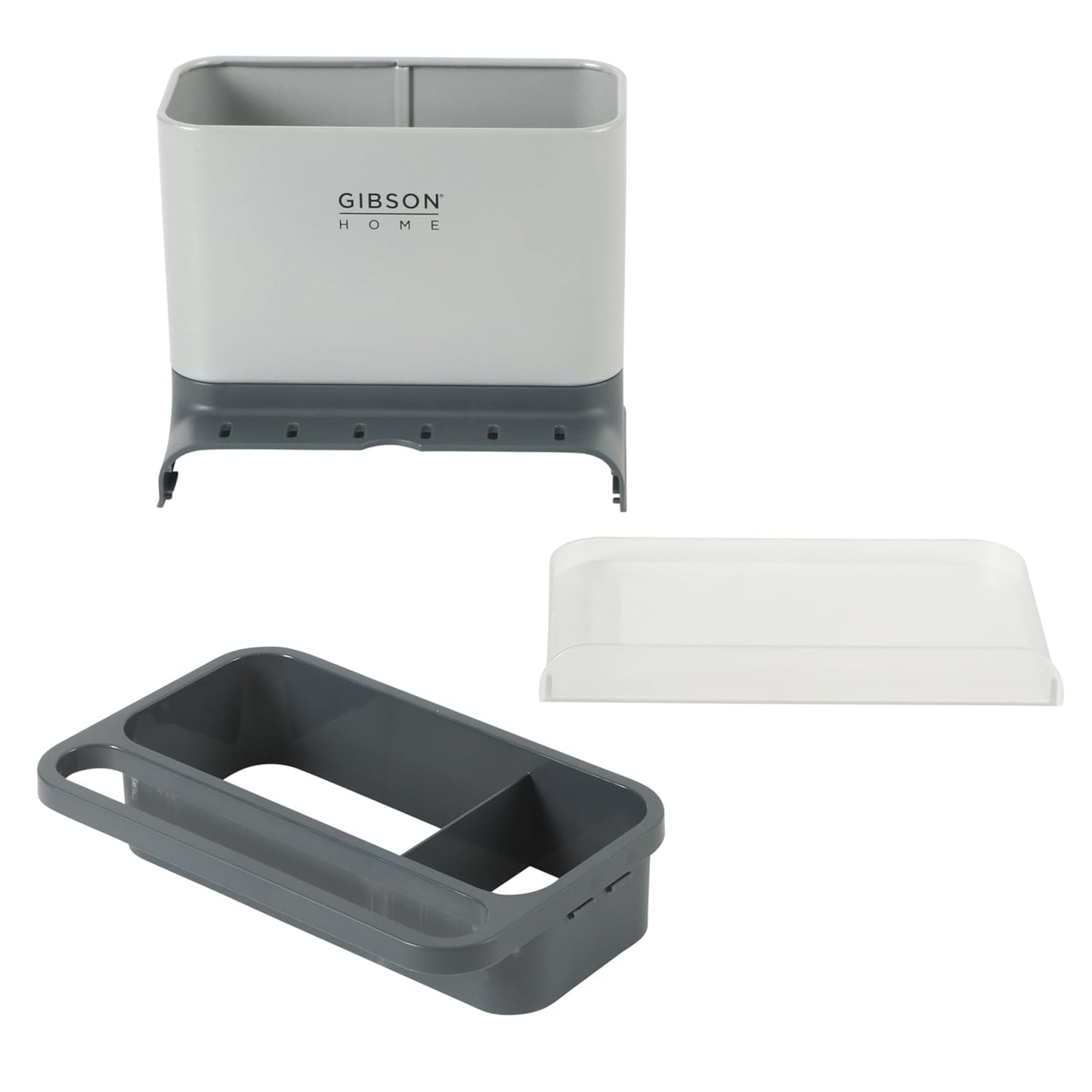 Gibson Home Ledgebrook Sink Caddy With Metal Panel, Sponge Holder for Kitchen Sink, Countertop Organizer and Storage Essentials With Drain Board