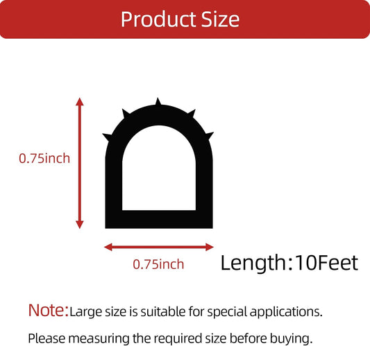 EPDM Rubber Seal Strip, Self-Adhesive D Shape Rubber Weather Stripping for RV, Boat, Auto, Truck, Marine, Garage Doors/Window and More, W:1"; H:1.1",10Ft