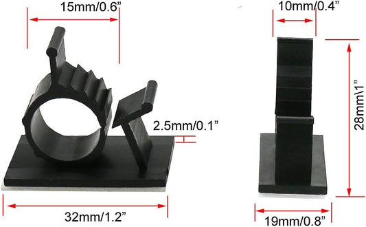 Cable Clips,GLE2016 Self-Adhesive Wire Holder Cable Organizer Cord Management Clamps with Adjustable Backed 20 Pack Black
