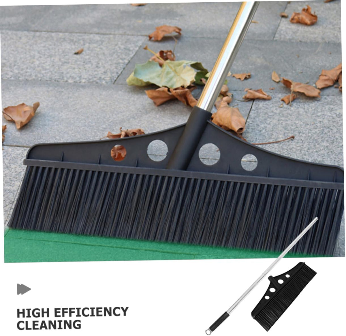 Outdoor Heavy Duty Wide Broom for Garden Cleaning Detachable Handle Stainless Steel Scrub Brush for Concrete Decks Patios and
