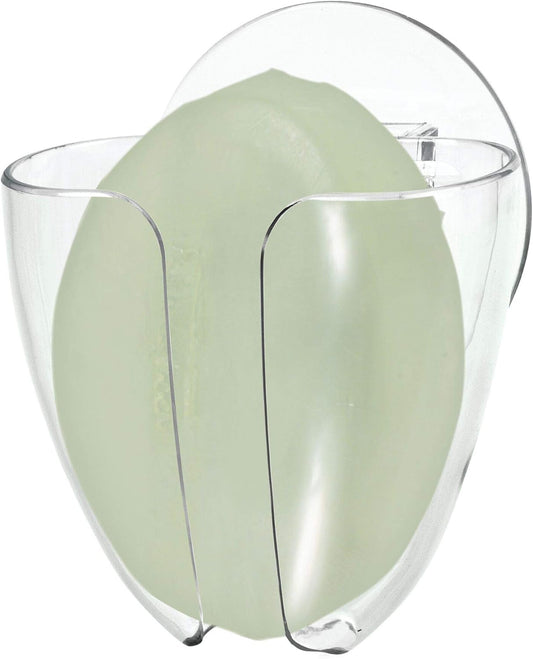iDesign Plastic Self-Draining Suction Cup Soap Holder, Clear | Wall Mount, Kitchen Sink Bar