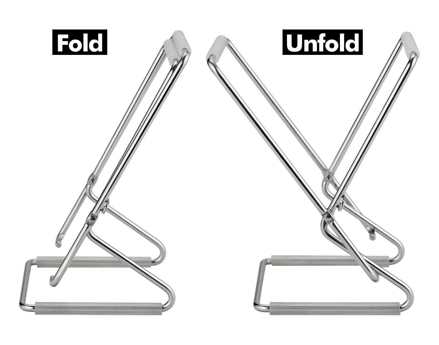 WAGENSTEIGER Foldable Stainless Steel Trash Bag Holder 13×17cm (5.12" × 6.69") Compact Countertop Waste Stand for Kitchen Food Prep, Desktop Use & Camping | Easy-Fold Space-Saving Bag Frame