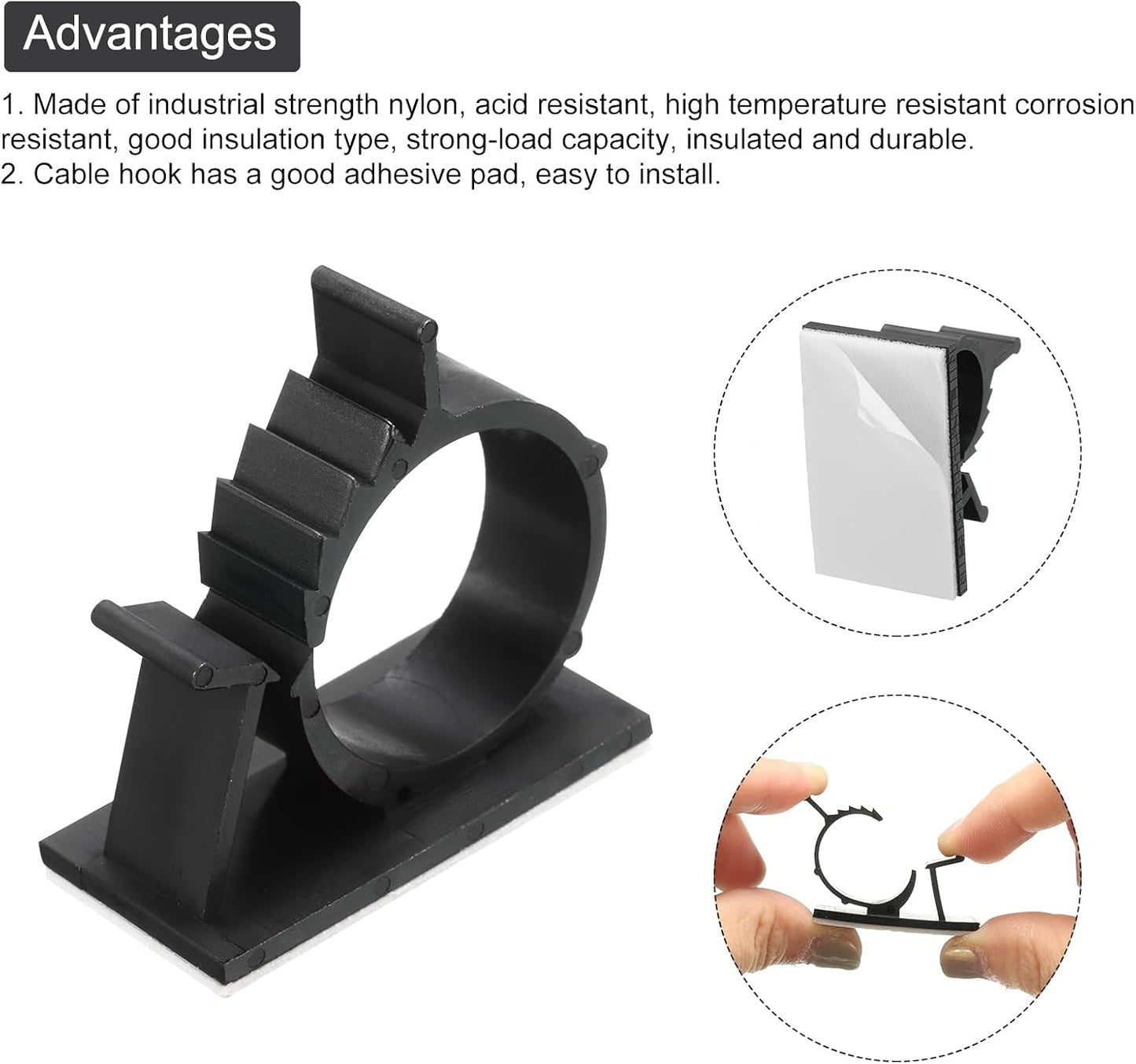 MECCANIXITY 25Pcs Cable Management Clips, 13-16mm Dia Self Adhesive Nylon Wire Holder, Adjustable Organizer Clamp for PC Desk Office, White