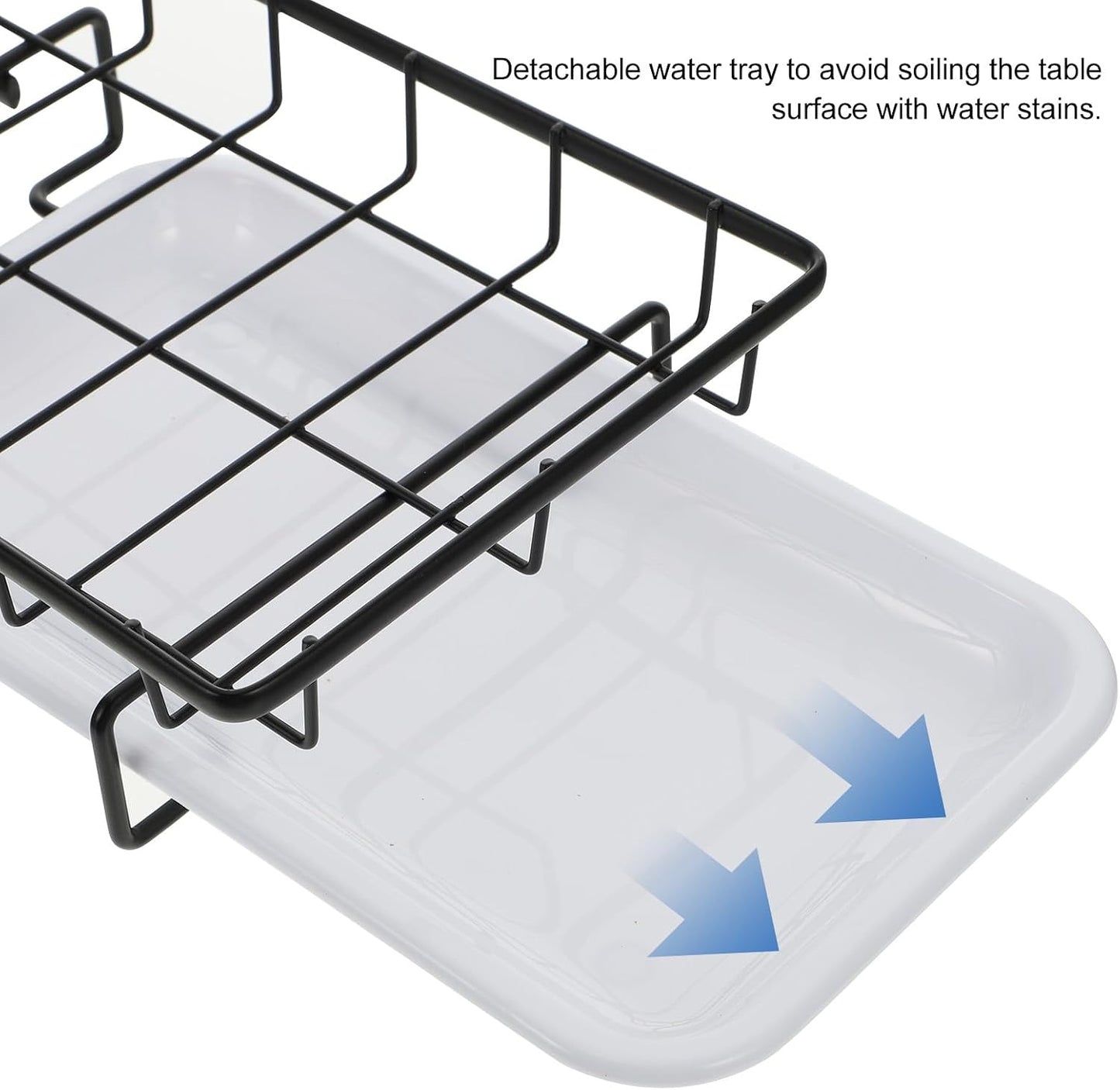 Uonlytech Kitchen Sponge Dishcloth Rack, Dual-Purpose Wall-Mounted and Counter Storage with Two Black Rods, Draining Sponge Rag Holder for Kitchen Cleaning and Organization