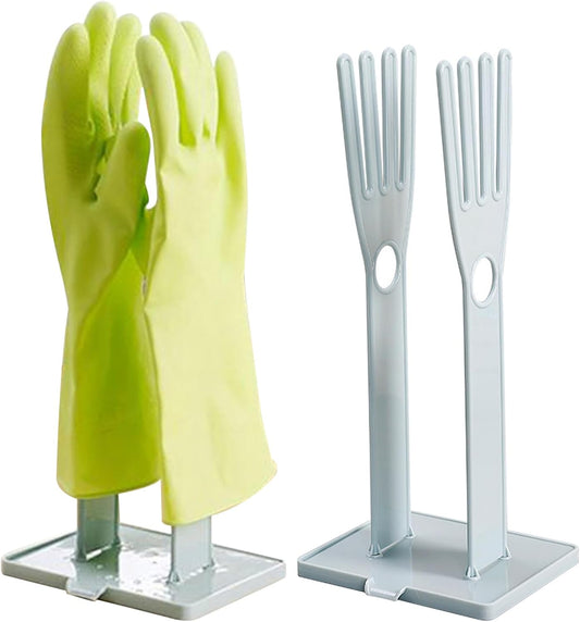Rubber Glove Holder Glove Holder 2 Sets Plastic Drying Rack with Towel Storage Hole, Drain Outlet and Detachable Base for Kitchen Countertop or Sink