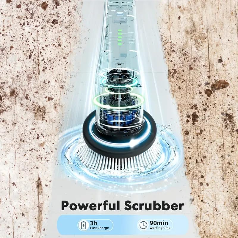Electric Spin Scrubber,Cordless Cleaning Brush,Shower Cleaning Brush with 8 Replaceable Brush Heads, Power Scrubber 5 Adjustable Speeds for Floor Bathroom Shower Bathtub Glass Car, Gift