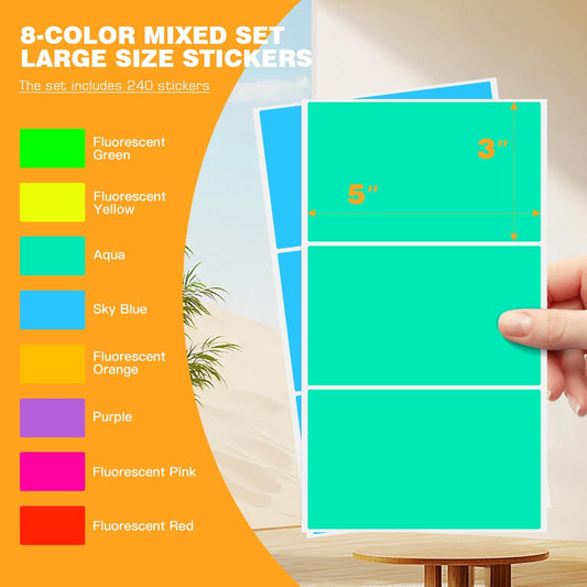 Rectangle Moving Labels for Boxes Color Coded,4x6 Colored Inventory Sticker | 8 Vibrant Colors 160PCS,10 Sheets,Big Adhesive Backed Lined Labels,Easily Writable Stickers,Can Cut Down to Small Labels