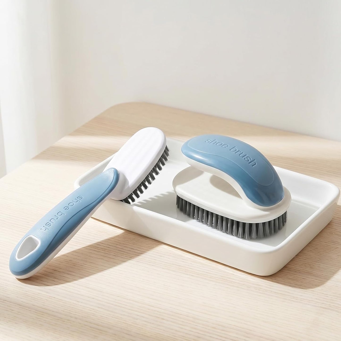 2pcs Soft Bristle Scrub Cleaning Brushes Laundry Scrub Brush | Shoe Cleaning Brushes Stain Remover Shoe Laundry Stain Brush with Long Handle for Carpet Clothes Bathroom Countertop Bathtub