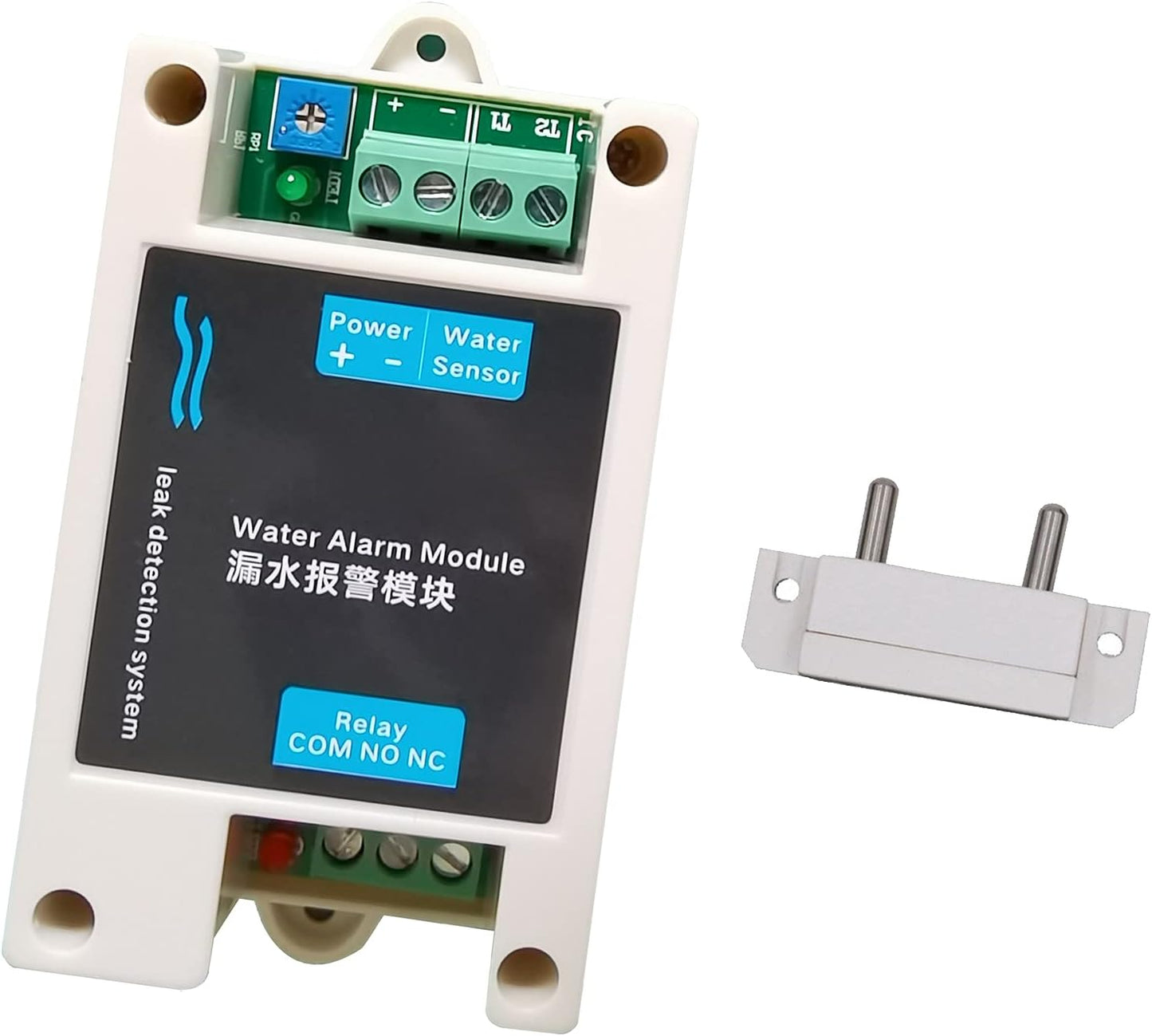 Water Detectors Sensitive Leak and Drip Alert Water Alarm Sensor with 10A Relay for Automatic Water Shut-Off Valve or Pump (NO Included) (Black)