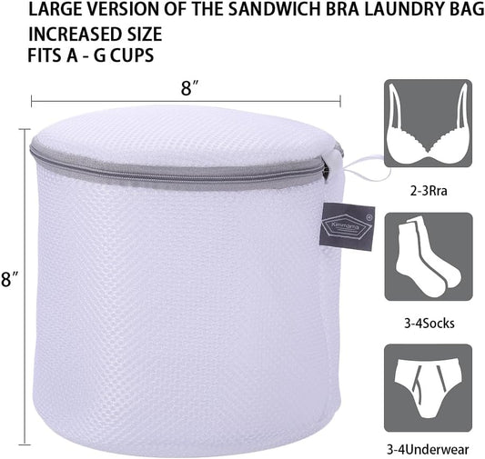 Kimmama Bra Washing Bag for Laundry, Bra Laundry Bag, Sandwish Mesh, 7x7x7" | Lingerie Bag, For Delicates & Underwear, For Washing Machine, Keep Shape, Privacy, Prevent Tangling