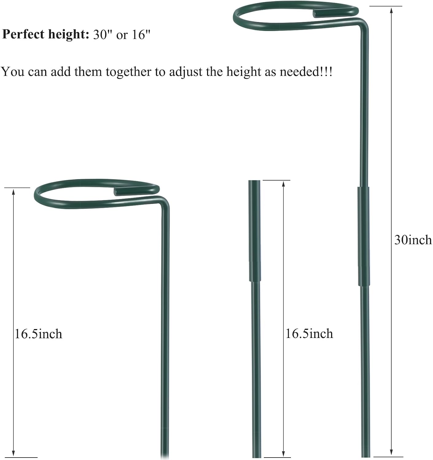 Plant Stake Support - 6 Pack, Garden Single Stem Support Stake Plant Cage Support Rings, Single Stem Plant Support Stakes, Plant Twist Ties, for Flowers Amaryllis Tomatoes Peony Lily Rose (15.9 inch)