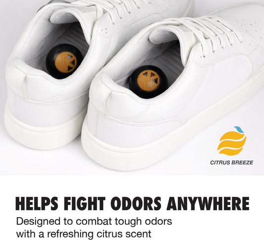 Citrus Breeze Deodorizing Balls 6-Pack TRNR-DB-CB, Shoe Deodorizer Balls and Gym Bag Odor Eliminator for Lockers, Closets and Sports Equipment with Adjustable Twist Vent Scent Control