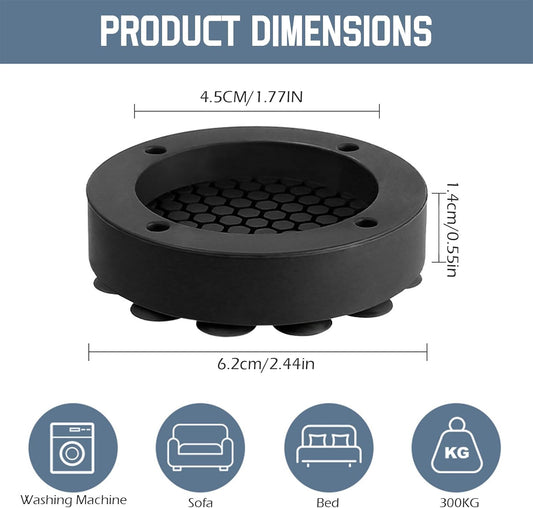 4 Pcs Anti Vibration Pads For Washing Machine, Foot pads with suction cups Prevent Sliding Out, Soundproofing Base for Appliances, Floor Protector