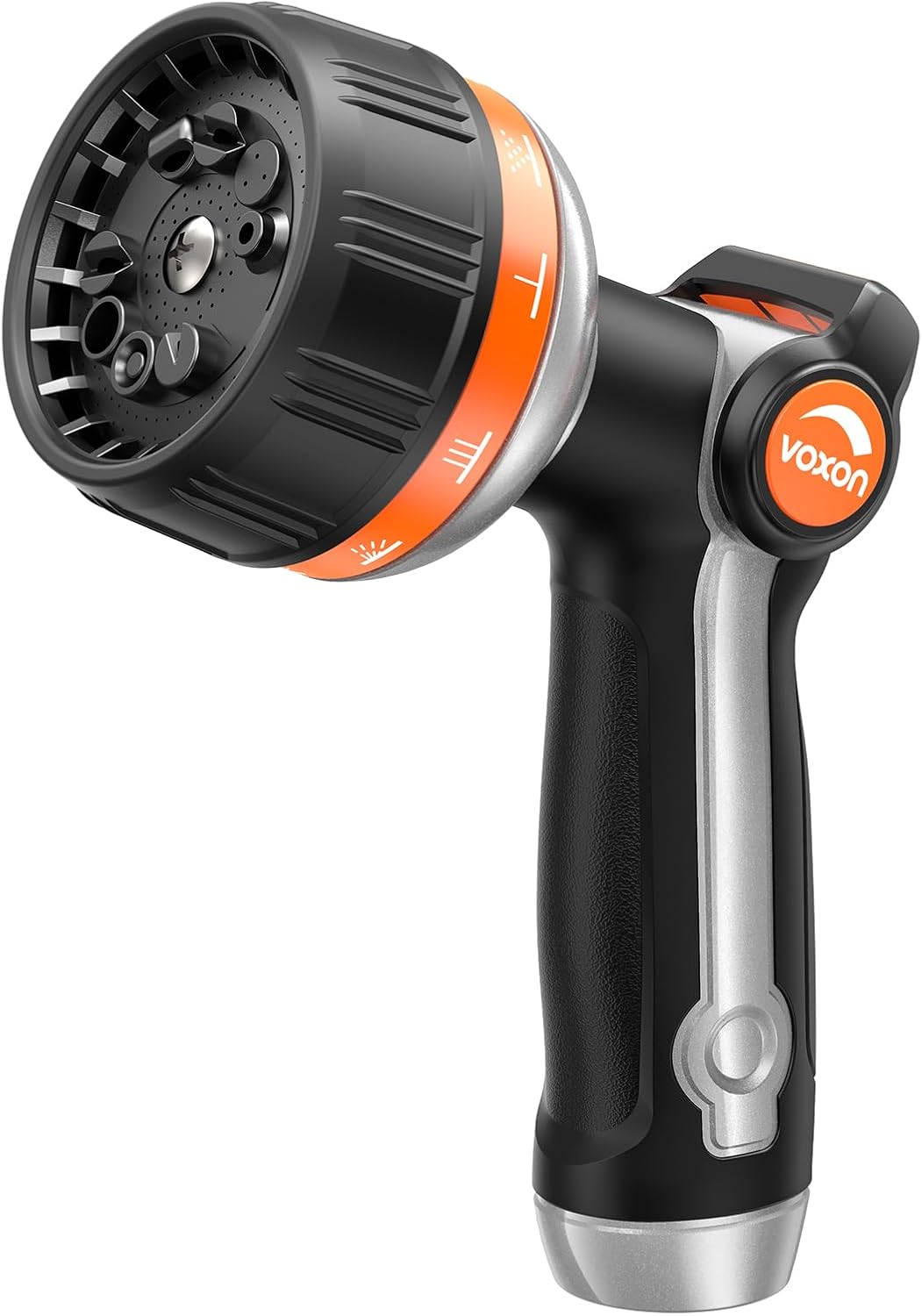 VOXON Hose Nozzle Heavy Duty 10 Spray Patterns - Metal Garden Water Hose Sprayer with Thumb Flow Control | On Off Valve, Nozzle Sprayer for Lawn & Plant Watering, Car & Pet Washing