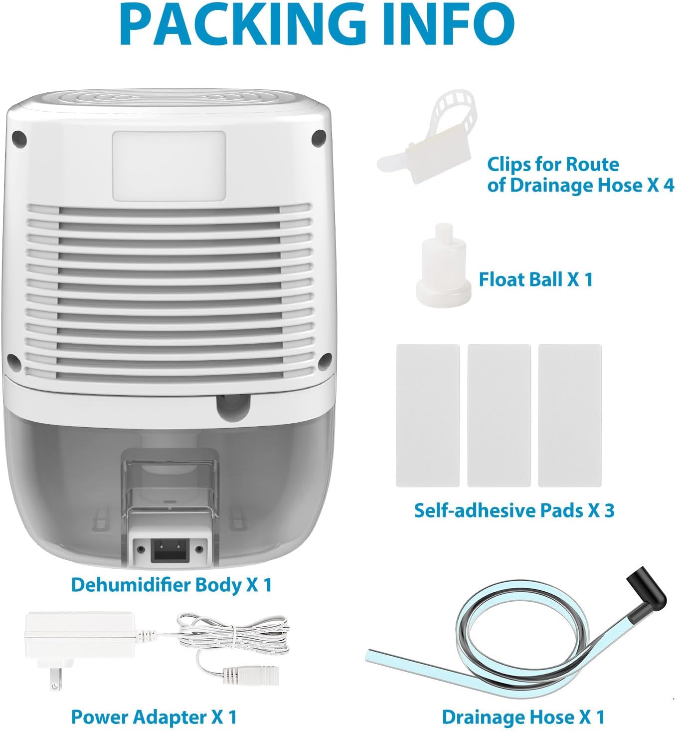 Dehumidifier with Drain Hose. Litever Small Portable Dehumidifier. Auto-OFF. Drain Hose for Continuous Drainage. Effective for Small Bathroom Pantry Closet Basement Wardrobe Gun safe RV Trailer Camper