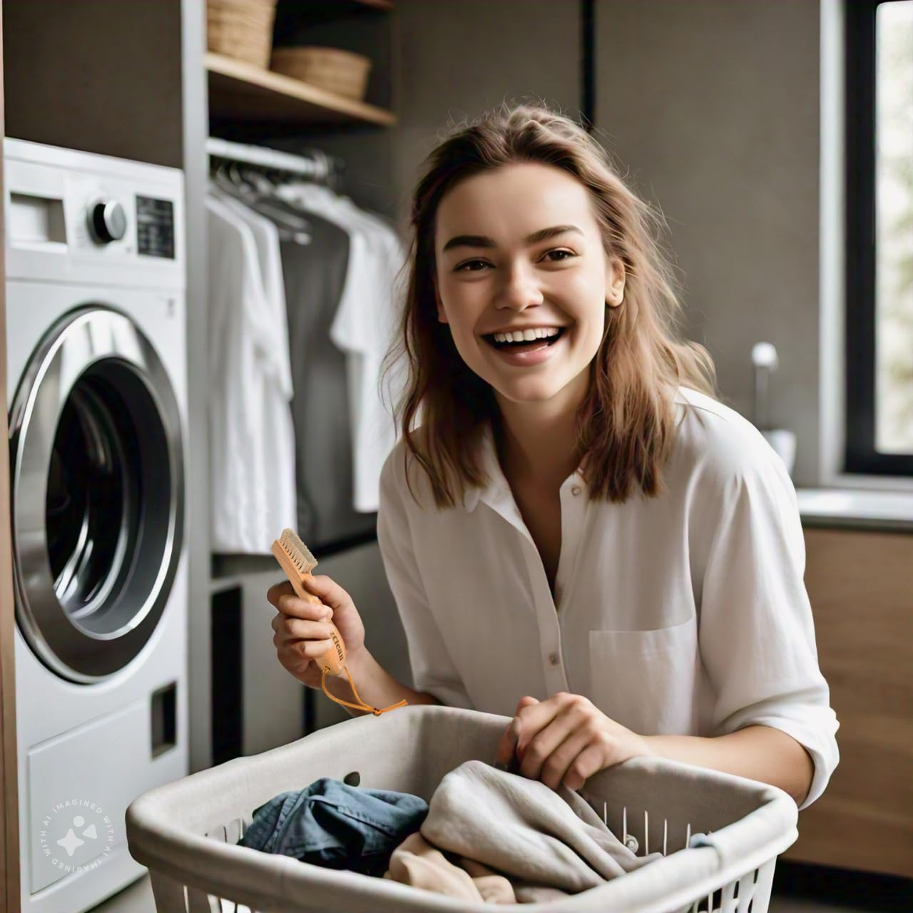 EzClean Natural Boar Bristle Laundry Brush, Perfect for Shoes & Delicate Fabrics, Scrubbing Tough Stains