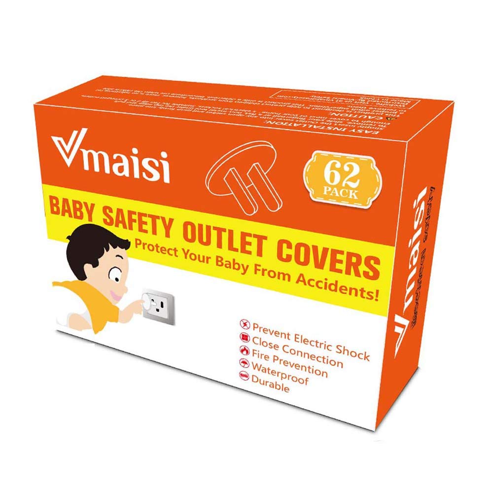 Vmaisi 62 Pieces Outlet Covers ChildProof Plug Protector - Baby Proofing Electrical Safety Outlet Plugs for Unused Wall Outlets, Home Travel Hotel Child Safety | for Unused Wall Outlets, Home Travel Hotel Child Safety
