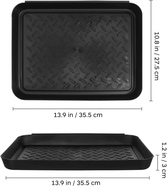 Ipetboom 2Pcs Boot Trays for Entryway Indoor Use 13.97X10.82X1.18In Lightweight Plastic Shoe Mat Tray with Raised Edge Multi-Purpose Wet Boot Holder for Mudroom and Outdoor Protection Easy to Clean
