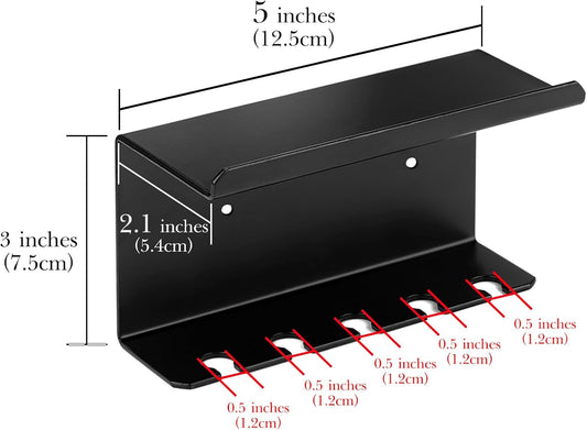 Linkidea Wall Mounted Toothbrush Holder for Shower, Self-Adhesive 5 Slots Brush and Toothpaste Organizer Hanger Compatible with Colgate Extra Clean, Oral-B CrossAction Toothbrush(Black)