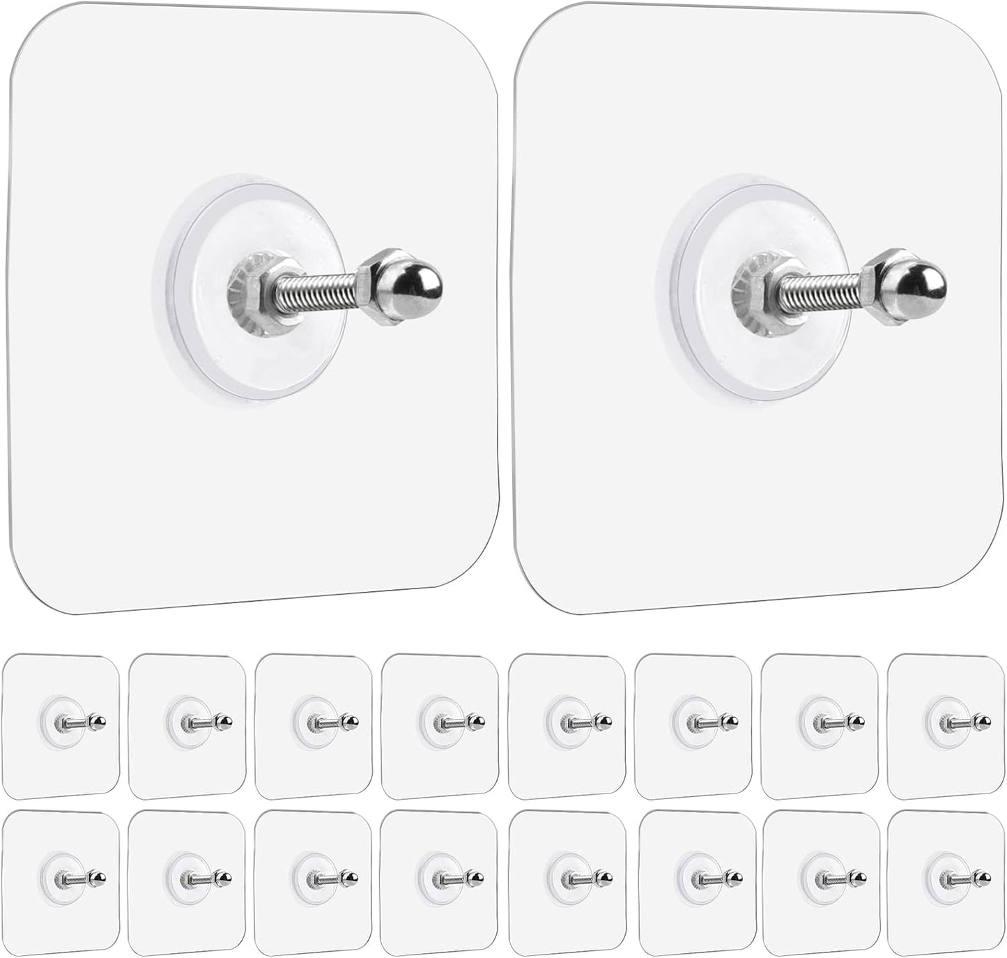 Large Adhesive Hooks for Hanging Heavy Duty 60Ib(Max) 8 Packs, Waterproof & Rustproof Wall Hangers Without Nails for Kitchen, Bathroom, Home, Office, Coat, Towel, Plant, Transparent