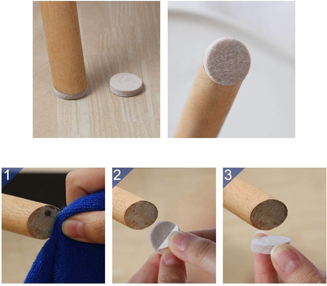 uxcell 40pcs Furniture Pads Square 7/8" Self-Stick Non-Slip Anti-Scratch Felt Pads for Chair Feet Floor Protector Beige