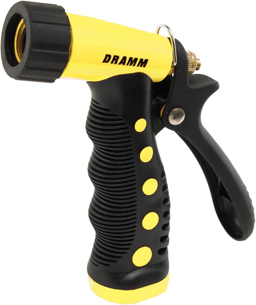 Dramm Revolver Heavy Duty Metal Garden Hose Nozzle – 9 Spray Patterns, High Pressure Jet, Thumb-Control Flow, Ergonomic Grip – Green