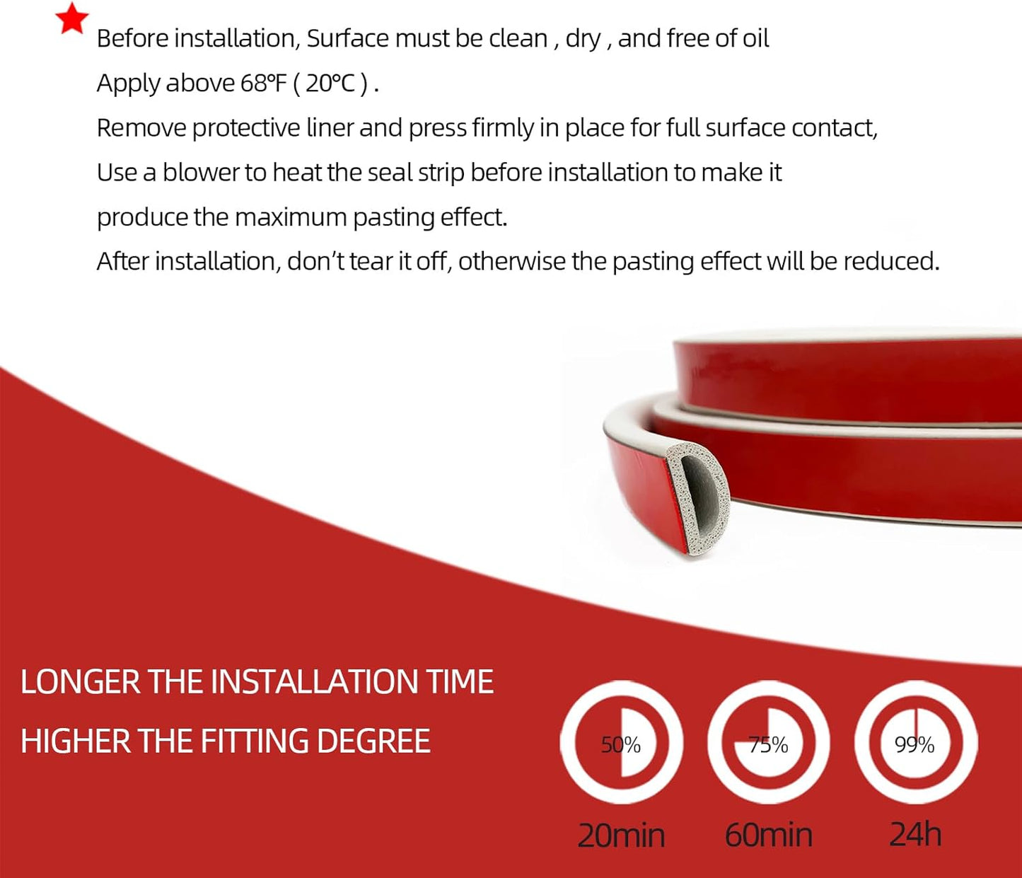 White Foam Rubber Seal Strip, Self-Adhesive D Shape EPDM Rubber Weather Stripping for RV, Boat, Auto, Truck, Marine, Garage Doors/Window and More, W:3/4"; H:3/8",L:13Ft