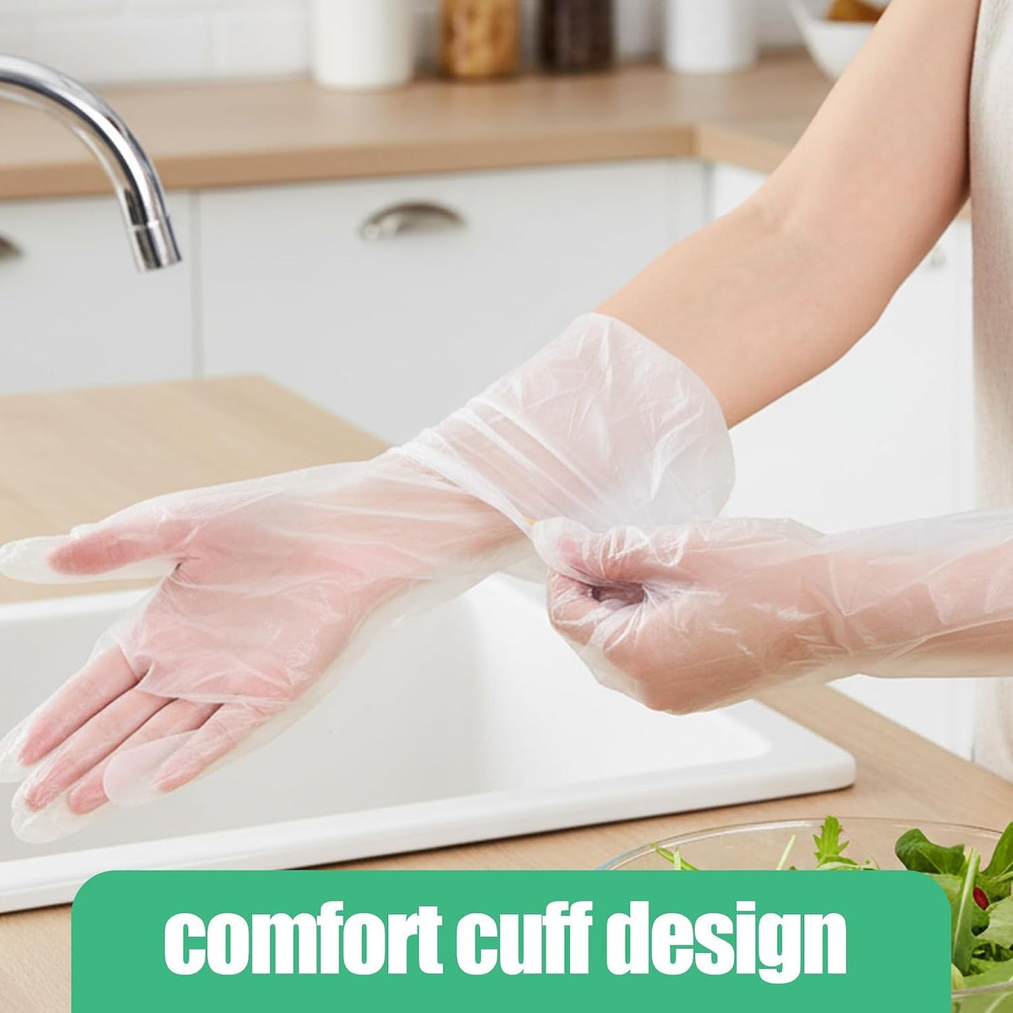 20PCS Transparent Long Disposable Rubber Cleaning Gloves, 23.6in Plastic Dishwashing Gloves, Waterproof and Non-slip Disposable Plastic Glove for Housework, Kitchen, Dishwashing, Gardening