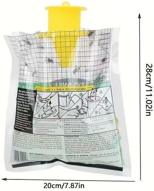 8-Pack Hanging Fly Trap Set with Disposable Bags; Includes Bait, Non-Toxic; Ideal for Backyards, Farms, Barns, Patios, and Gardens
