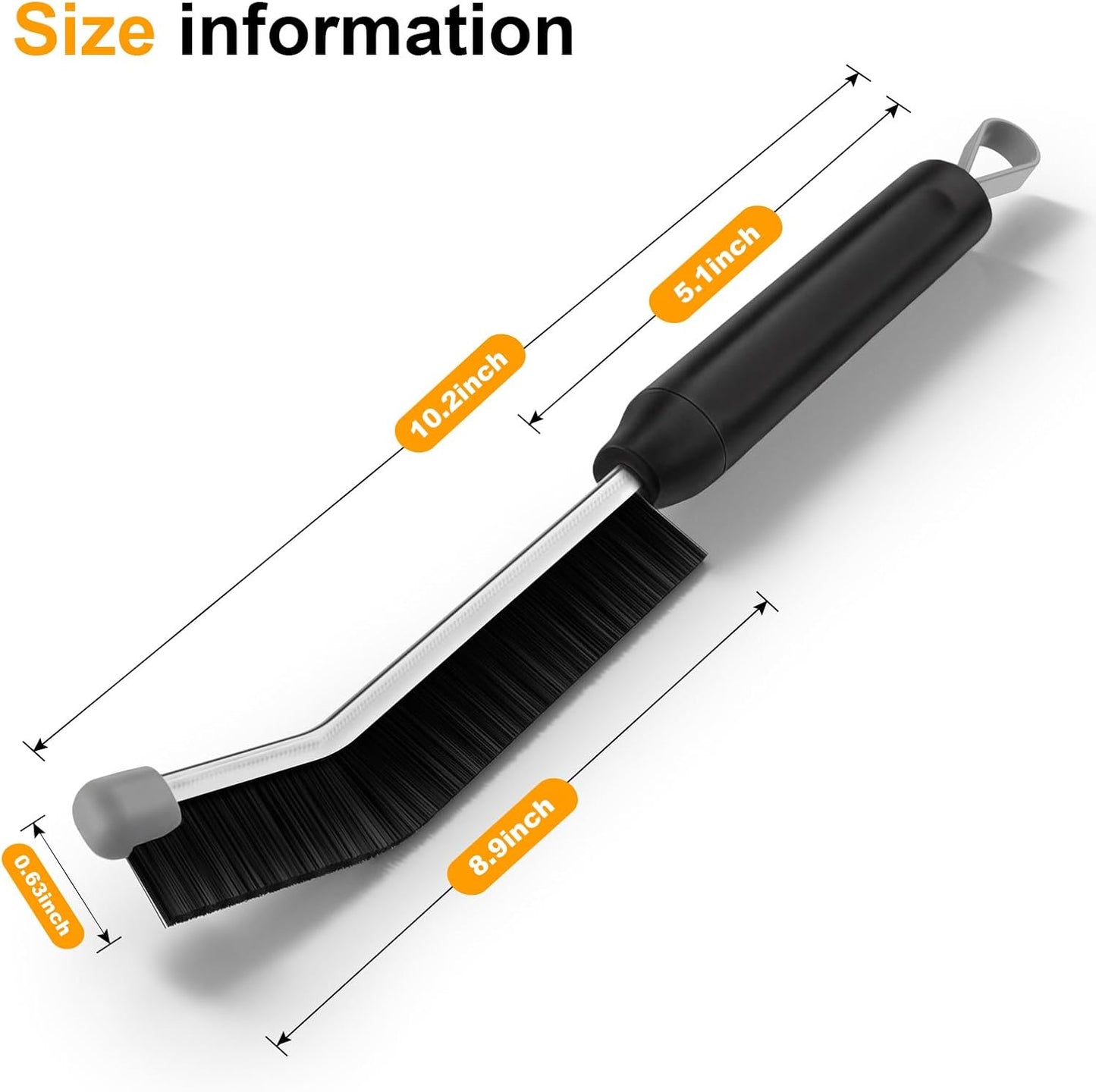 Crevice Cleaning Brush 3 Pack, Stainless Steel Bristle Support Rod, Rust-Resistant & Durable, Rounded Protective Head, Stiff Bristles for Tile Grout, Bathroom Gaps & Window Groove Brushes