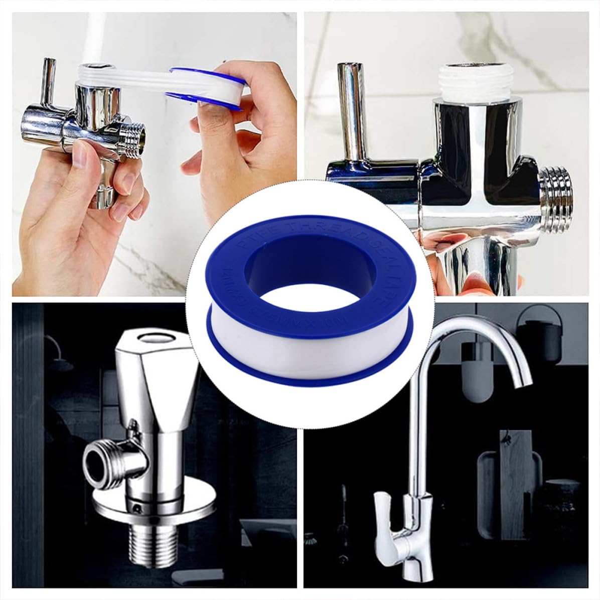 12 Rolls PTFE Plumber Tape for Pipe Joints and Pipes High Temperature Resistant Threaded Sealing Tape for Shower Head