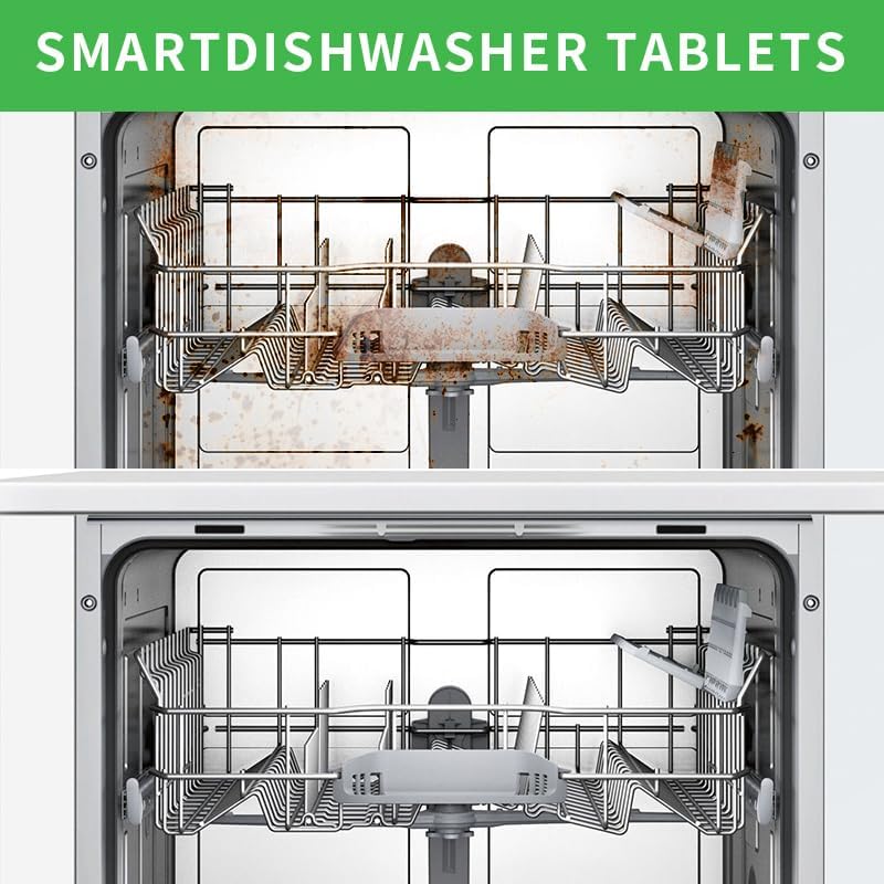 Dishwasher Cleaner and Deodorizer Tablets-12 Pack, Heavy Duty Deep Cleaning Descaler Pods for Dish Washer Machine, Removes Limescale, Odor, Grease, and Hard Water Stains, Septic Safe