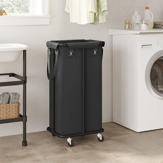 WOWLIVE Laundry Hamper with Wheels 260L Rolling Laundry Basket 3 Section Organizer Laundry Cart with Steel Frame and Removable Bags Large Dirty Clothes Hamper Dorm Room Storage for Bedroom