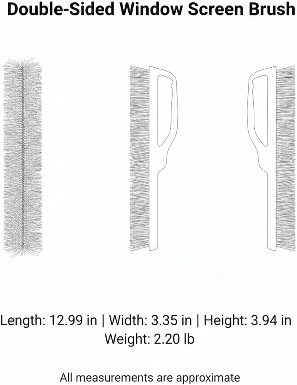 Double-Sided Window Screen Cleaner with Squeegee, Reaches Both Sides from Inside, Flexible Bristles for Mesh & Glass (1 Pack)