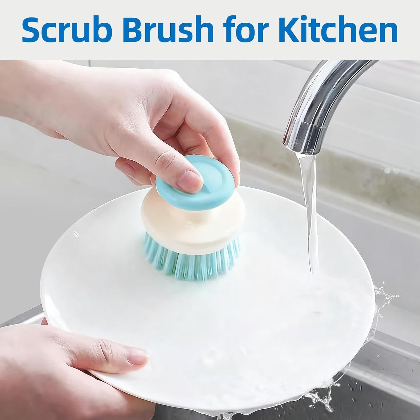 Dish Scrub Brush,Scrub Brushes for Cleaning,Dish Scrubber Brush with Handle,Kitchen Scrub Brush for Sink, Pots, Pans